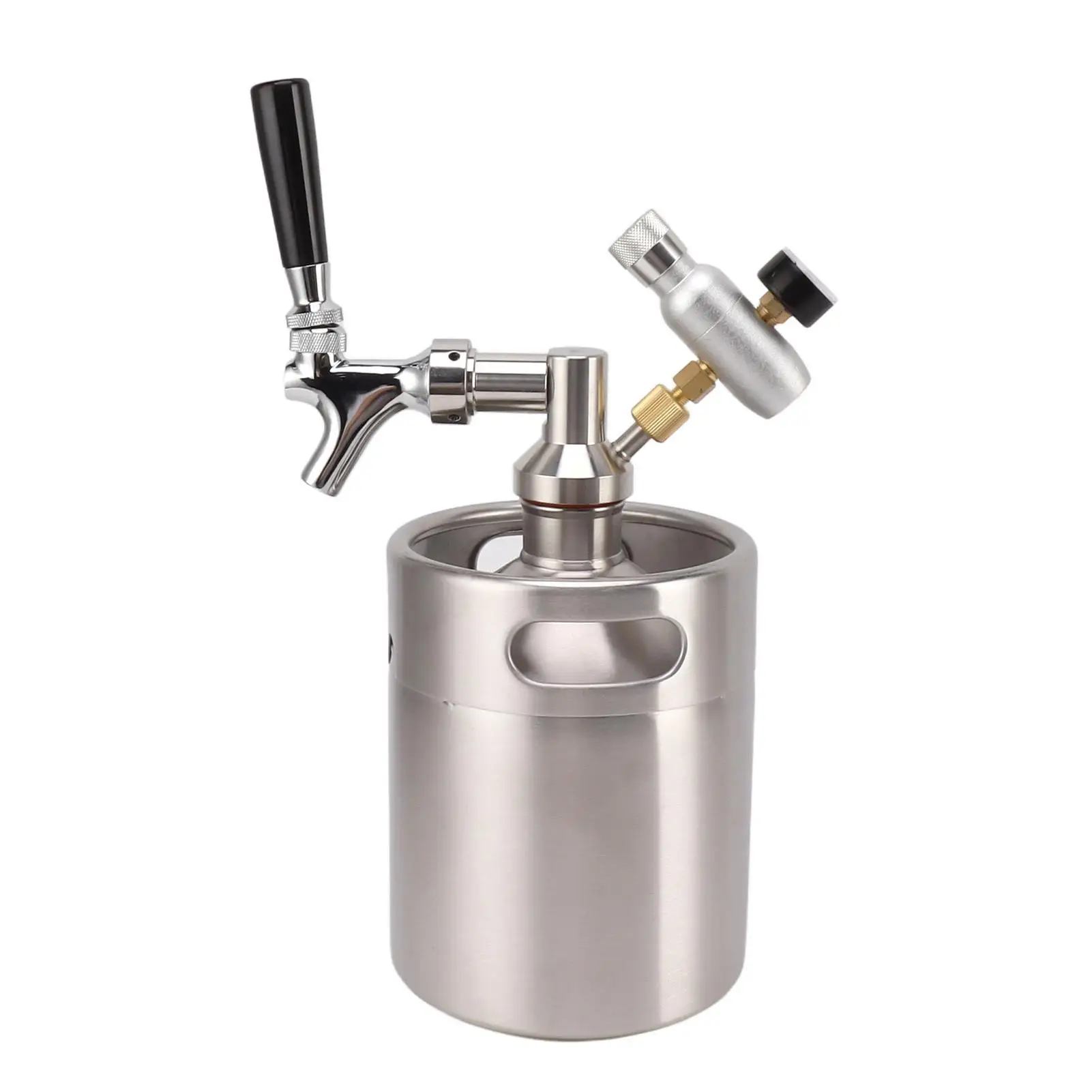 

2L Stainless Steel Mini Beer Keg Growler Tap System Home Brewing Coffee Keg Adjustable Outlet 60PSI Pressure Gauge