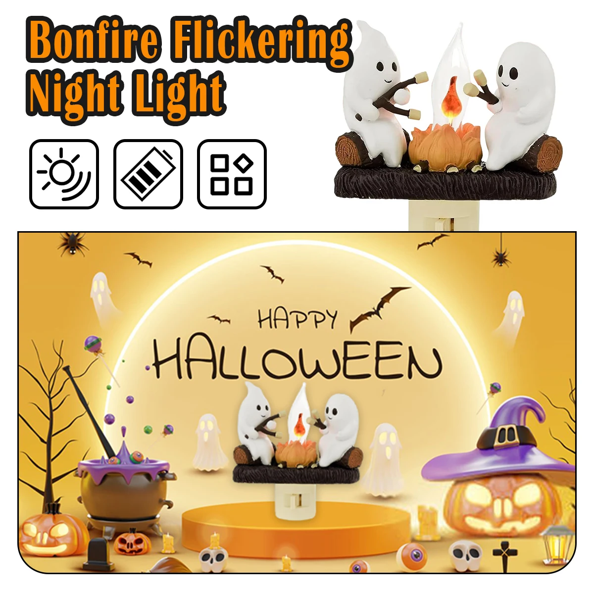 

Bonfire Flickering Night Light US White Decoration Campfire LED 3D Cute Lights Bedside Decorative Lamps Room Personalized