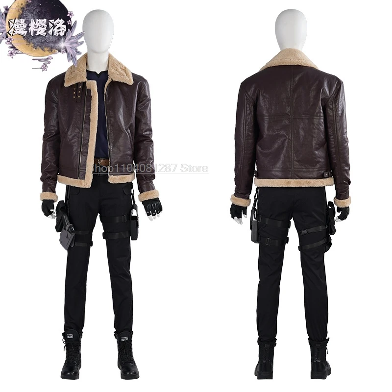 Man Biohazard Resident 4 Remake Leon S Kennedy Evil Cosplay Kostuum Jasje Tops Broek Fantasia Outfits Halloween Party Pak