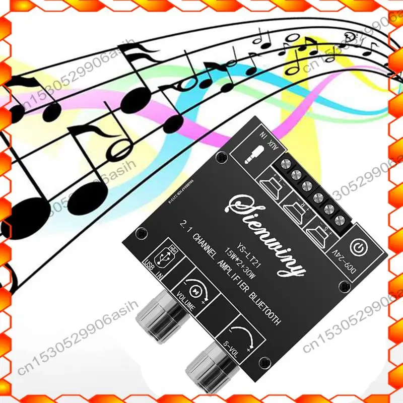 

-AT52 YS-LT21 2.1 Channel Bluetooth Amplifier Board 15W+15W+30W With Subwoofer Knob Adjusting Encoder Audio Module DC9-24V