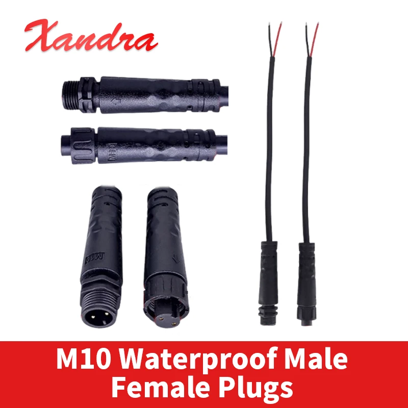 M10 2pin 3pin 4pin 5pin Male Female Docking Connectors 2.4~6A Aviation Power Plug 0.3/0.5/0.75 Square Waterproof Quick Connector