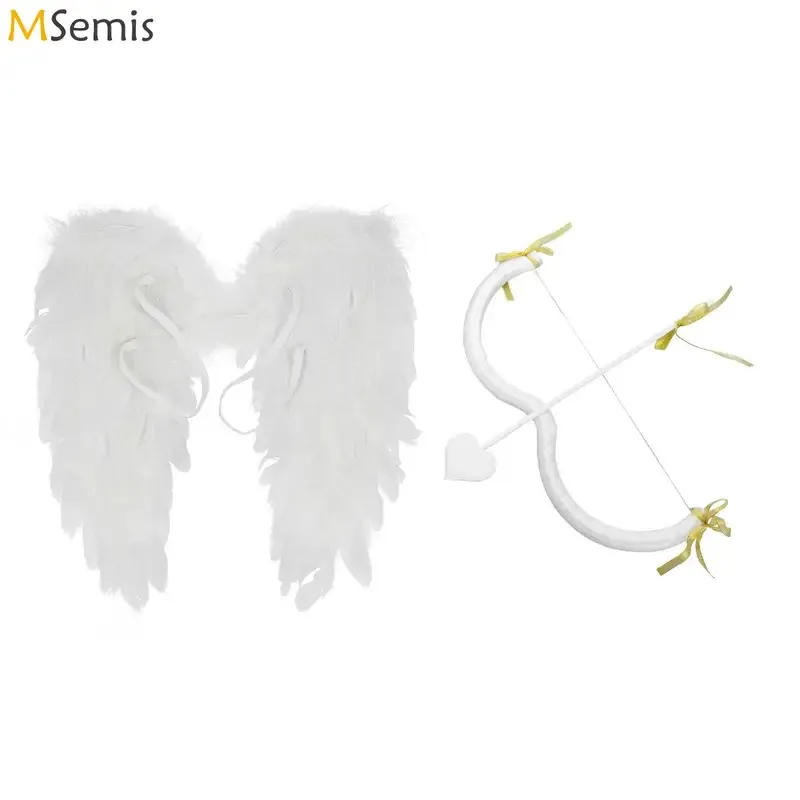 

Cupid Cosplay Photography M-shaped Bow Heart Arrow Feather Angel Wing Sets Valentine's Cupid Costume Accessories Halloween Party