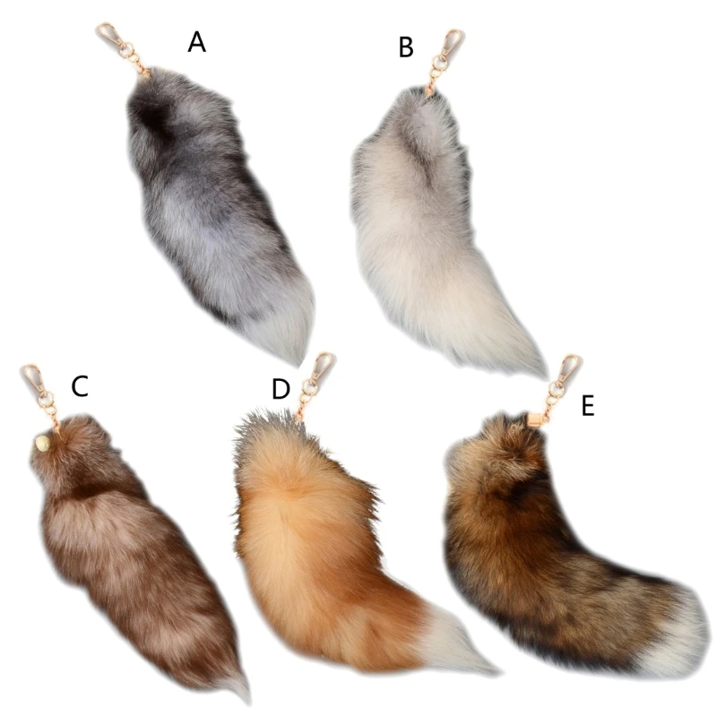 Fox-Tail Keychain Unisex Plush-Fluffy Keyring for Kids Birthday