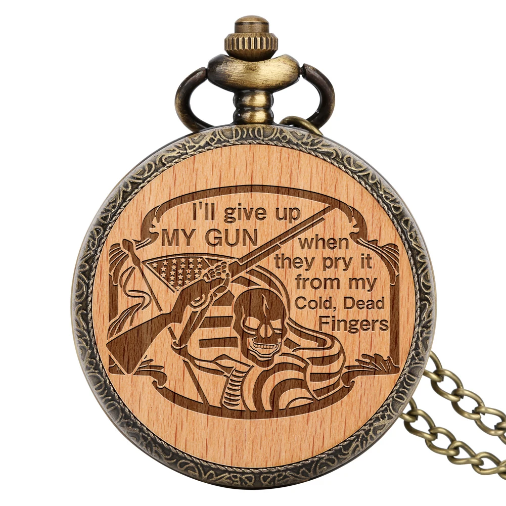 Retro Gravierte Amerikanischen Flagge Quarz Taschenuhr Holz Uhr Halskette Steampunk Anhänger Kette Uhr für Männer Frauen