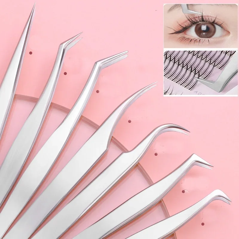 AAAAA quality 1pcs Stainless Steel Eyelash Extensions Tweezers Eyelashes Clip Lash Twizzer Tools