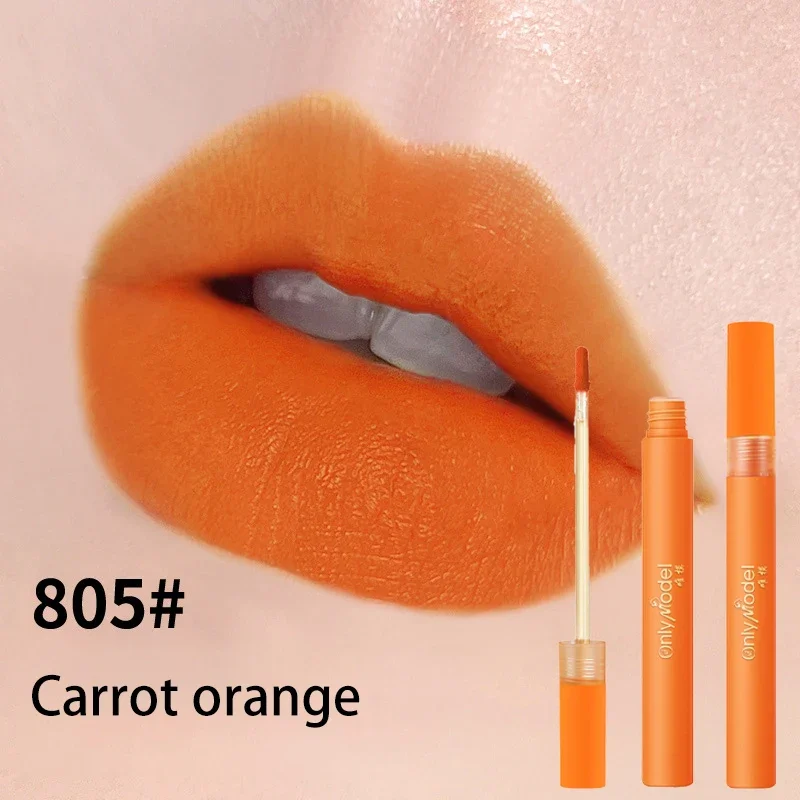 Pomarańczowa pomadka do ust Lip Glaze Matte Velvet Muse Lip Gloss Carrot Bright Color Lasting Not Easy To Fade Liquid Lips Makeup Cosmetics