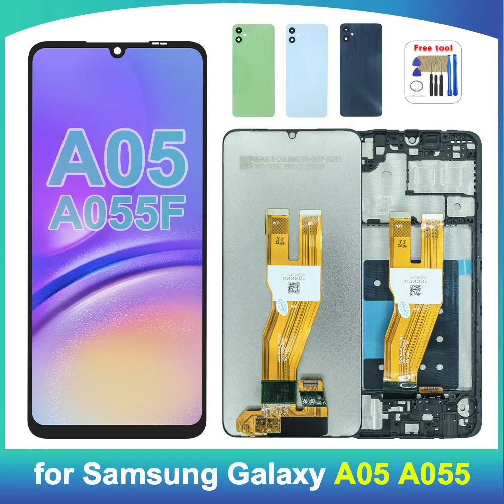 100% протестировано для Samsung Galaxy A05: ЖК-дисплей с сенсорным экраном и модулем диджитайзера для Samsung A05 A055 A055F.