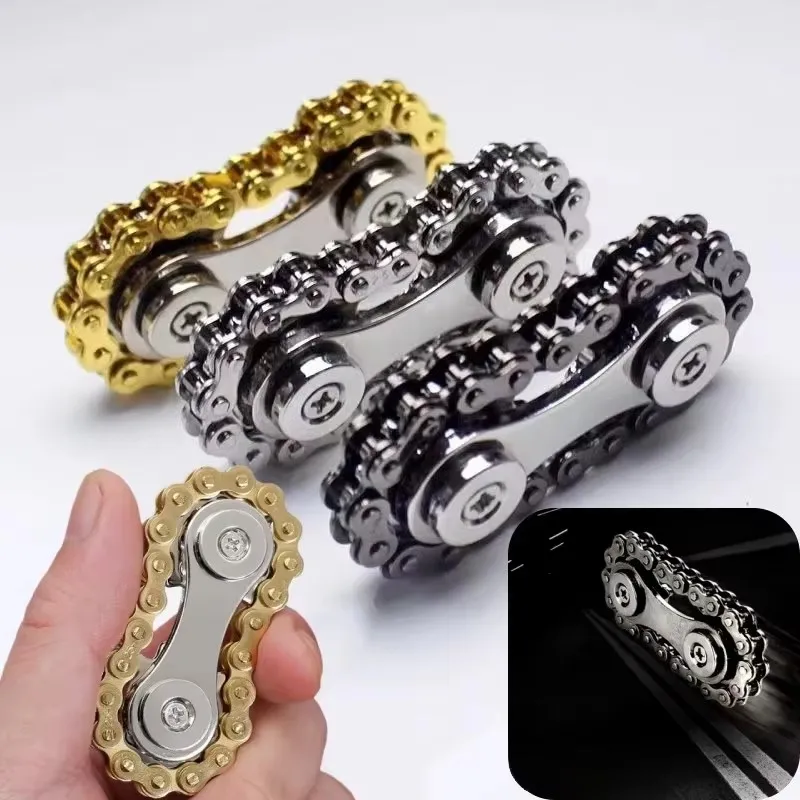 Metall-Fahrradketten-Fidget-Spinner: Stressabbau- und Konzentrationshilfe, DIY-Angstlöser, EDC-Taschen-Sprocket-Schwungrad für Erwachsene