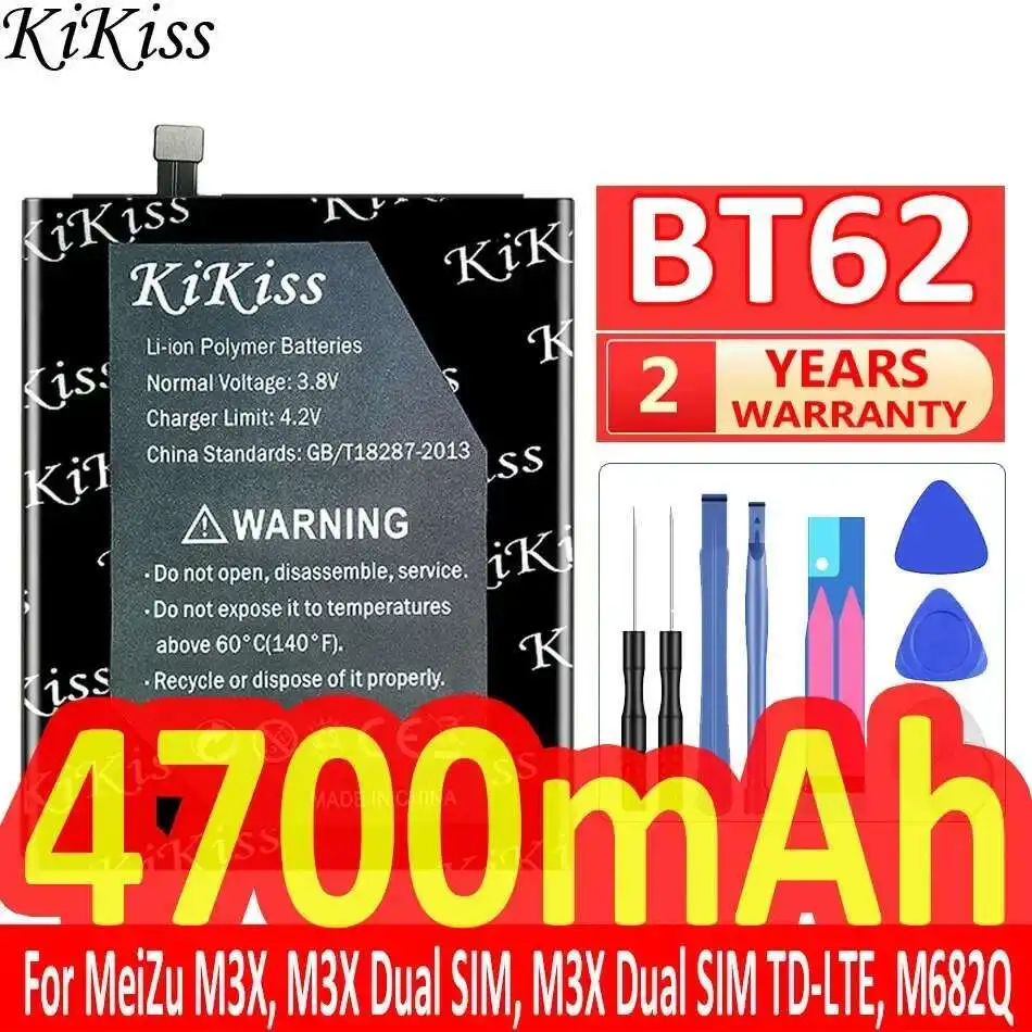 

BT62 Mobile Phone Battery For Meizu M3X, M3X Dual SIM, Sim TD-LTE, M682Q, Meilan X Lightweight 4700Mah
