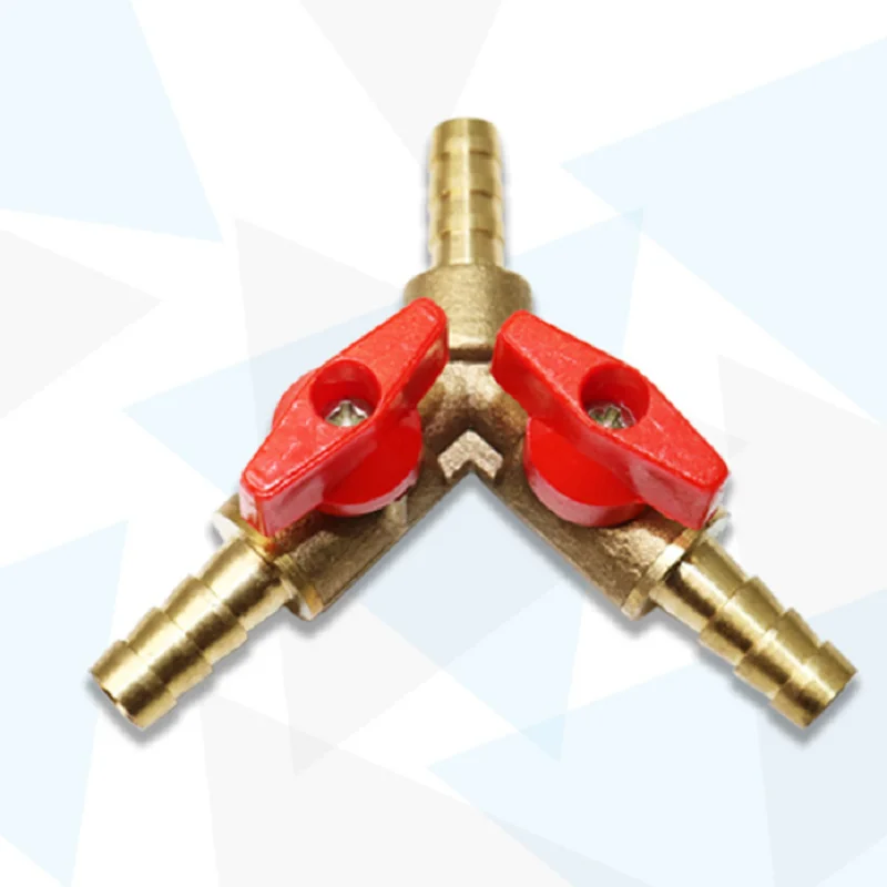 8mm 10mm Barb Y Shape Connector Brass Hose Splitter Gas Water Pipe Water Heater Control Ball Valve