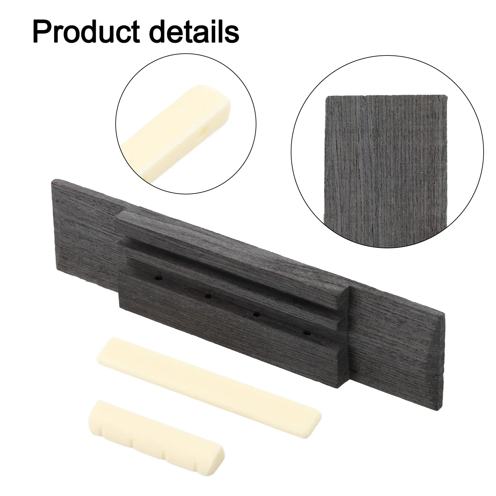 3pcs Ukulele Rosewood Bridge & Nut And Saddle Slotted 4 String Height Adjustment Ukulele Instrument For Guitar Ukulele Parts
