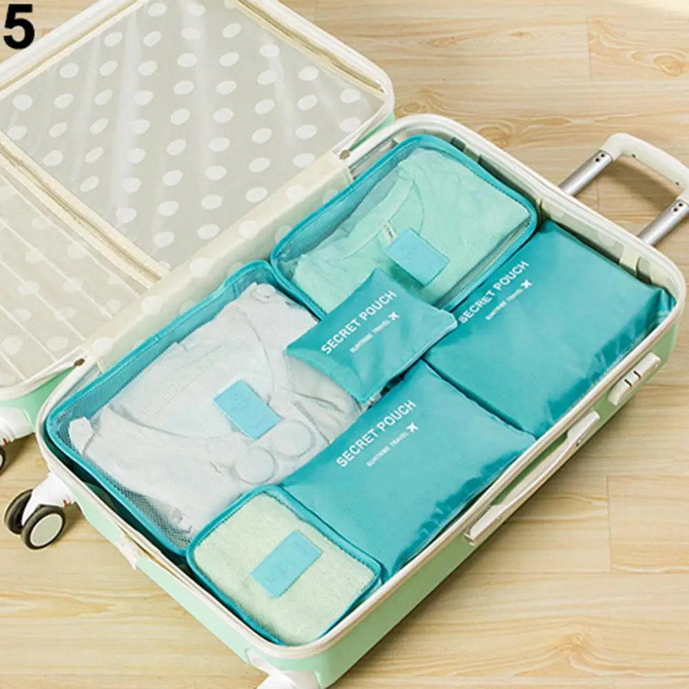 Suitcase Bag Portable Organizer 6 Pcs Travel Storage Bags Large Capacity Luggage