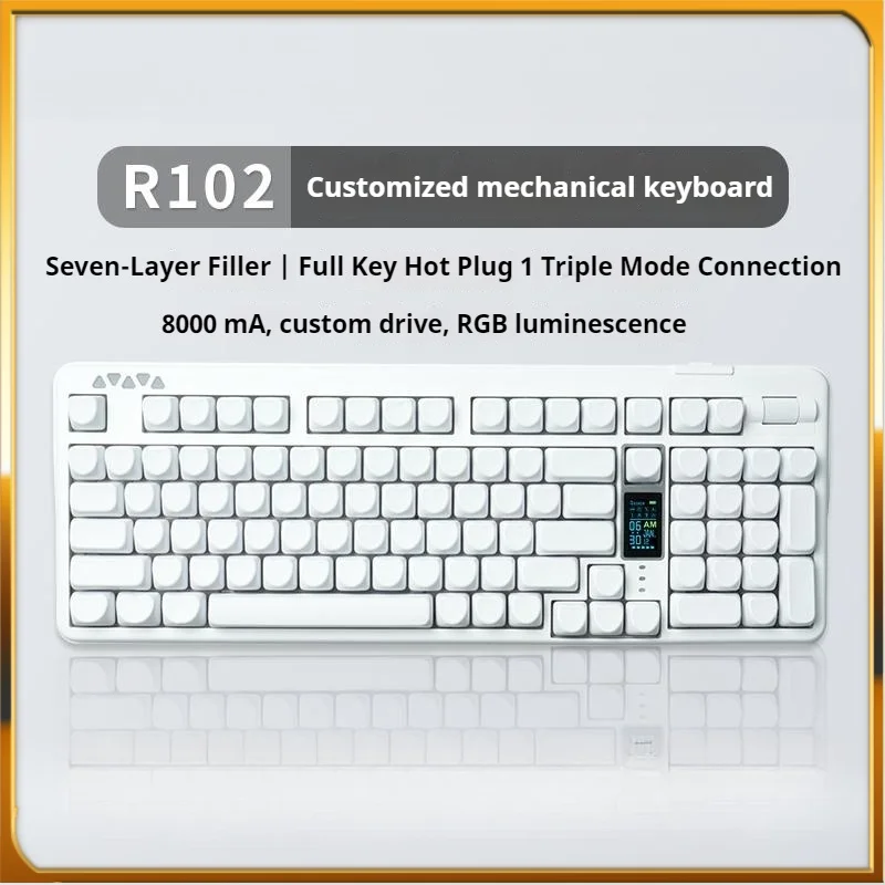 R102 Wireless Mechanical Keyboard 98 Key Diy Display Screen 8000mah Lithium Battery Tablet Computer Laptop Office Game Keyboard