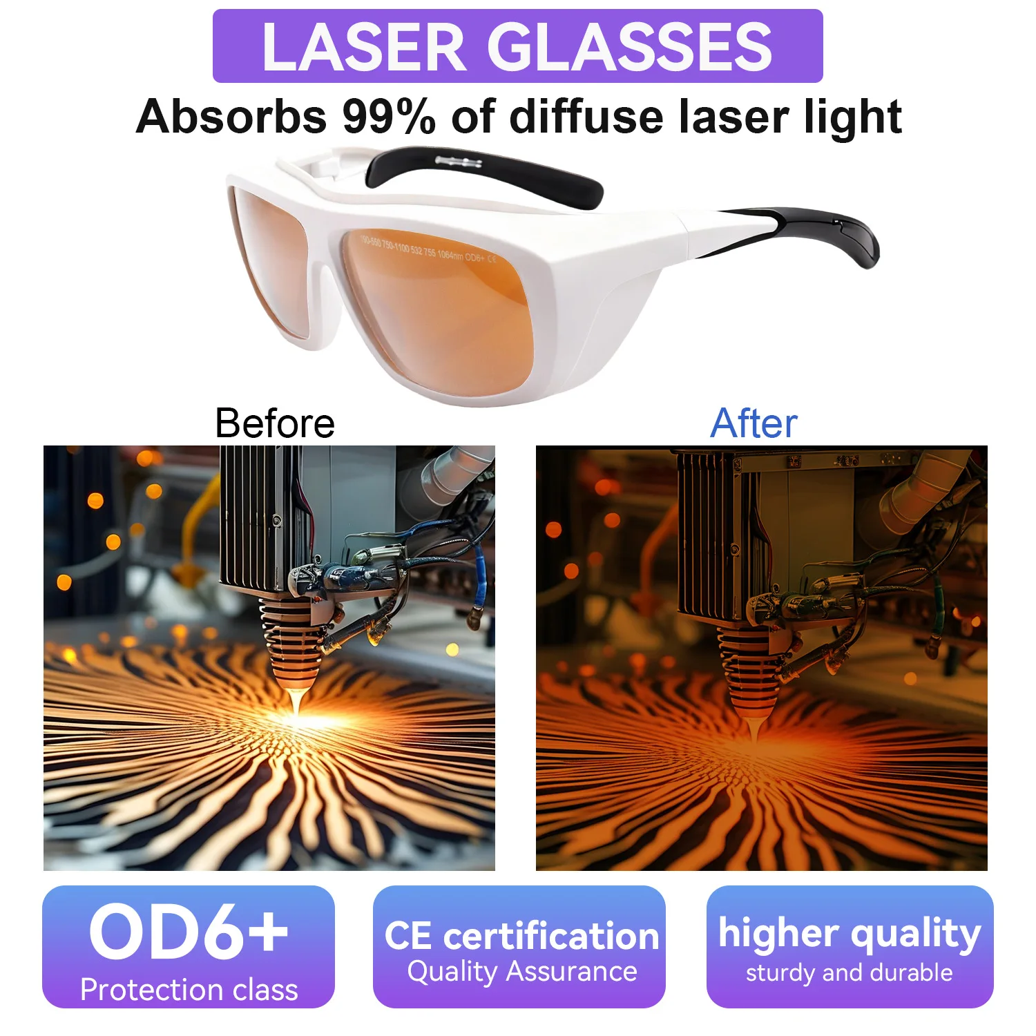 Laser Protective glasses 532nm 785nm 808nm 1064nm OD6 Laser Protection Laser Glasses Laser Safety Glasses IPL Glases