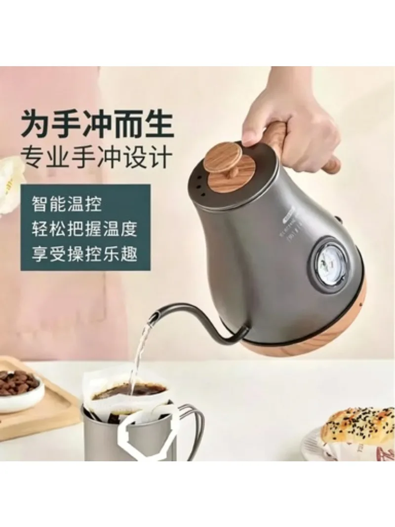 Retro Gooseneck Electric Kettle 1.0L, Variable Temperature Control, Stainless Steel for Pour-Over Coffee & Tea, 110V/220V