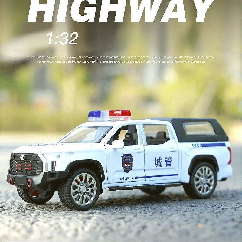 1:32 Toyota Tundra police car Truck Off-road Transporter Alloy Model Car Diecast Metal Vehicle Toy Model Sound＆Light Toy A984