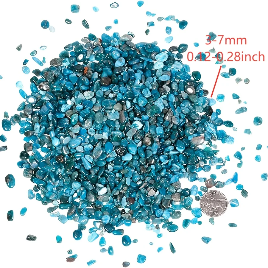 Natural Blue Apatite Crystal Flakes – Polished Stone Chips for Aquariums, Jewelry Making, Home Decor & DIY Projects