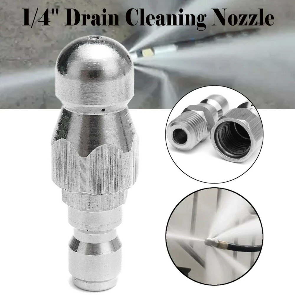 1pcs 4000psi Stainless Steel Pressure Washer Drain Sewer Cleaning Pipe Jetter Spray Nozzle 1/4''Quick plug Sewer Jetter Nozzle