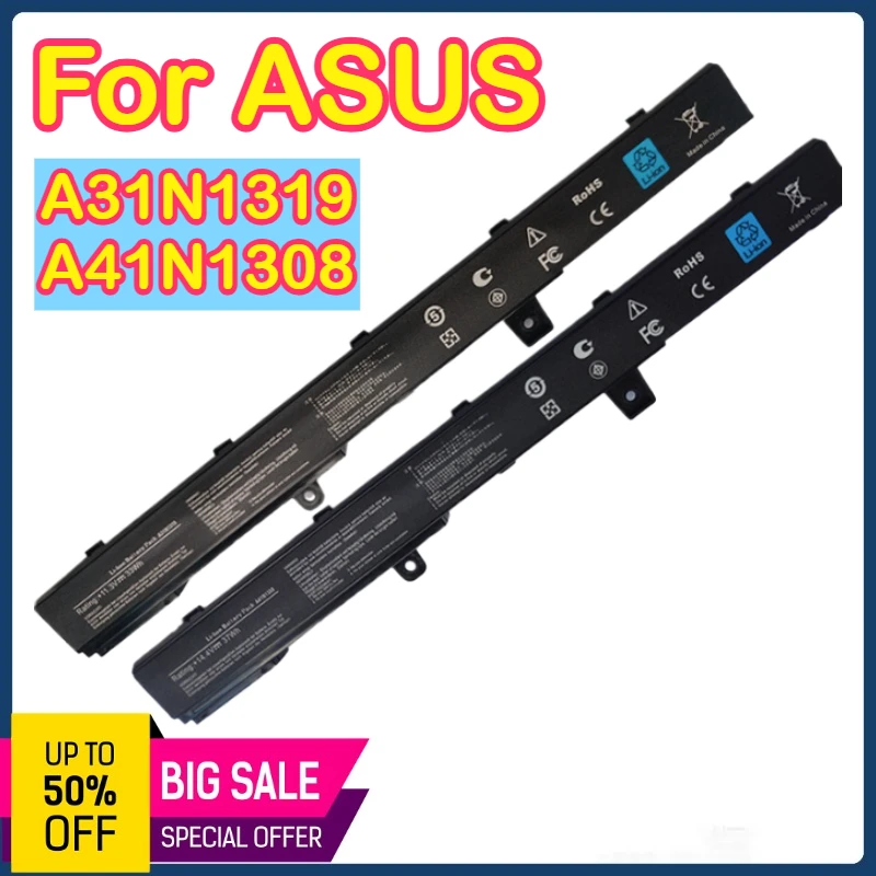 

A31N1319 A41N1308 2500mAh 11.3V/14.4V Suitable for ASUS X451C X551 X551CA D550 A41N1308 A31N1319 laptop batteries