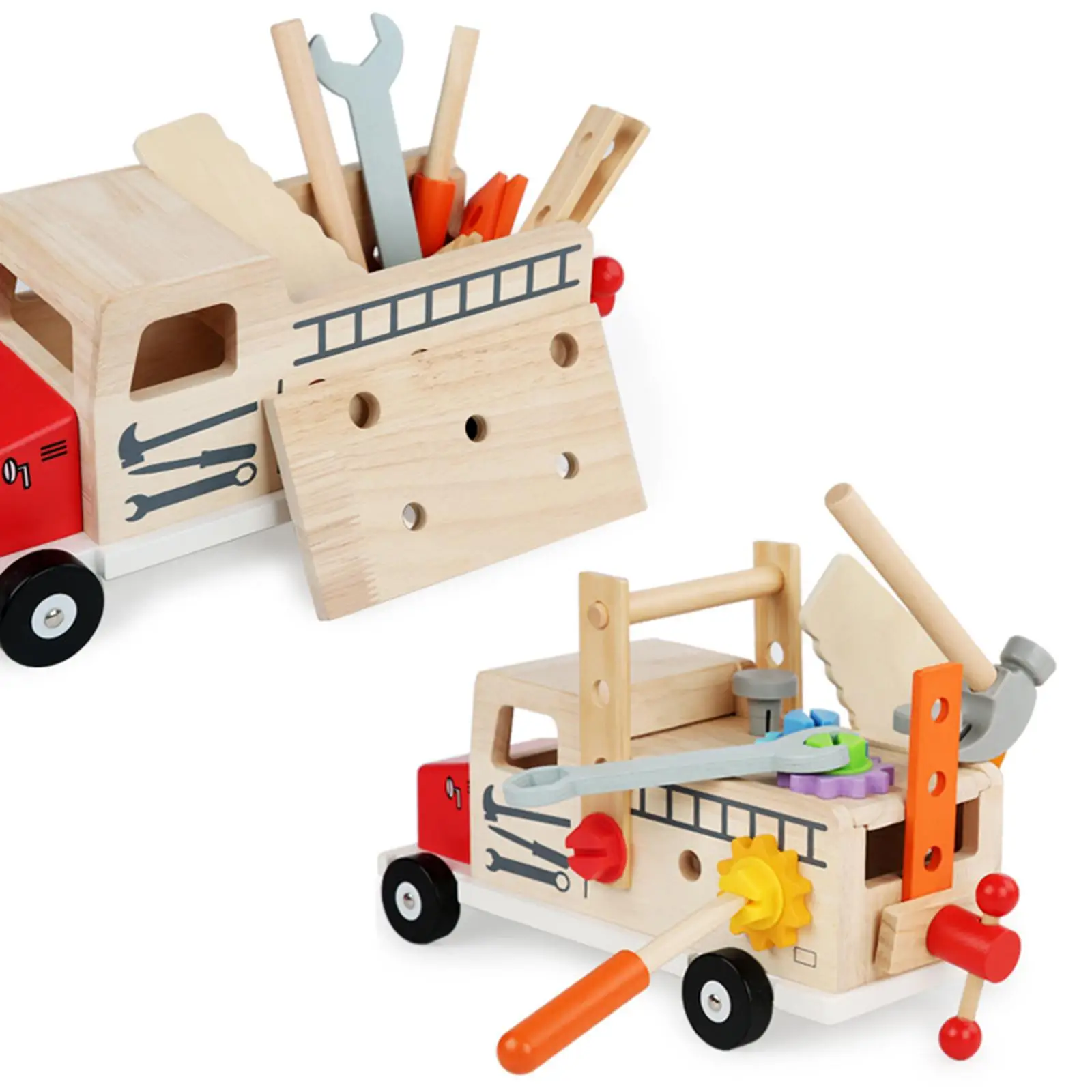 Wood Kids Tool Set Construction Toy Creative Role Play Combination Disassembly