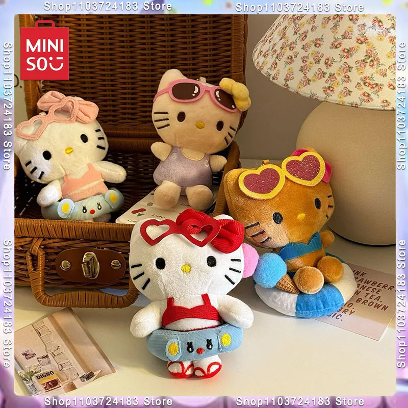 Miniso Sanrio Kitty Cat Cute Cartoon Swimming Circle High Beauty Bikini Cat Backpack Pendant Decoration Mini Doll Doll Gift