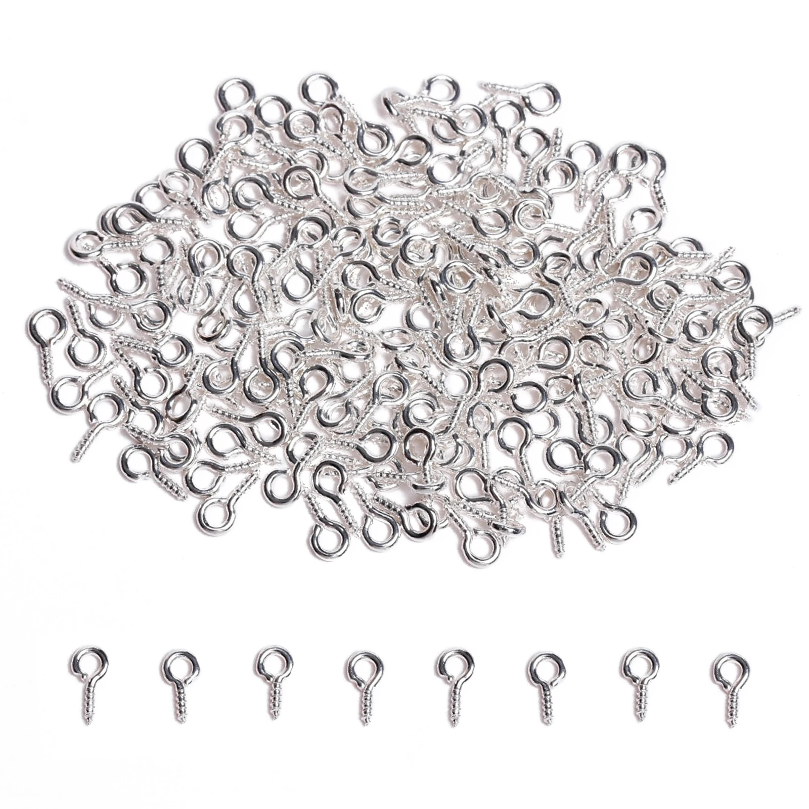 200 pçs/100 pçs/saco 4x8mm parafuso olho pinos ovelhas olhos unhas diy chaveiro colar pulseira pingente jóias acessórios atacado