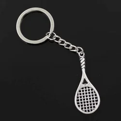 New Fashion Men 30mm Car Keychain DIY Metal Holder Chain Vintage Badminton Tennis Racket 48x19mm Silver Color Pendant Gift