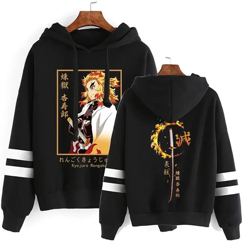 

New Anime Rengoku Kyoujurou Hoodie Men's Fashion Personality Long Sleeve Hooded Sweatshirt Pullover