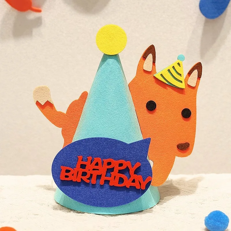 Happy birthday hat for cute felt animals, children, babies, boys and girls, party props and decorations
