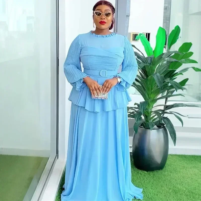 

African Long Sleeve Dresses For Women Wedding Party Evening Gown 2025 Africa Clothing Dubai Turkey Kaftan Abayas Vetement Femme