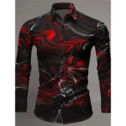 2024 New 3D Printing Color Gradient Art Abstract Graphics Fashion Casual Comfortable Cool Men's Long Sleeve Shirt For Dating