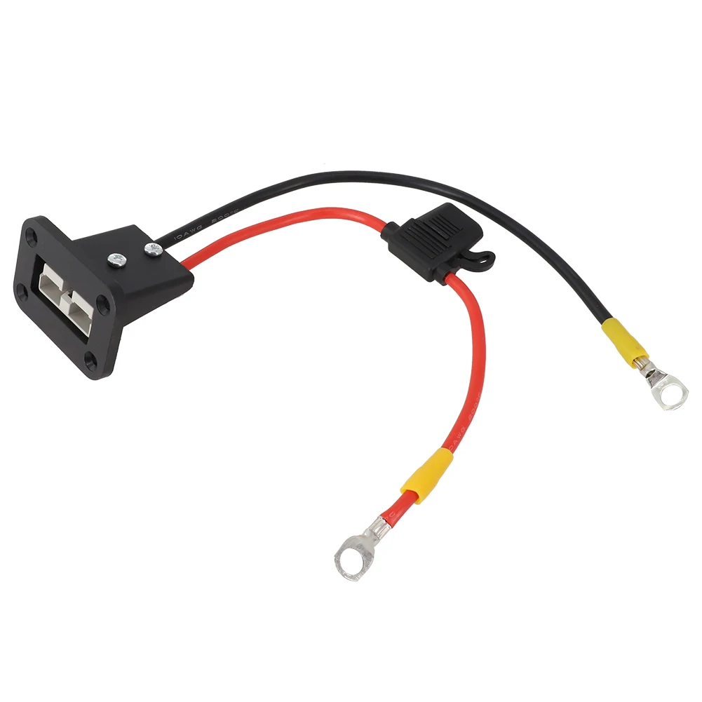 

50Amp 10AWG Double Conductor Power Cable 300mm with M8 Ring Terminals Red Black Sheath and Panel Mount Bracket for DC Systems