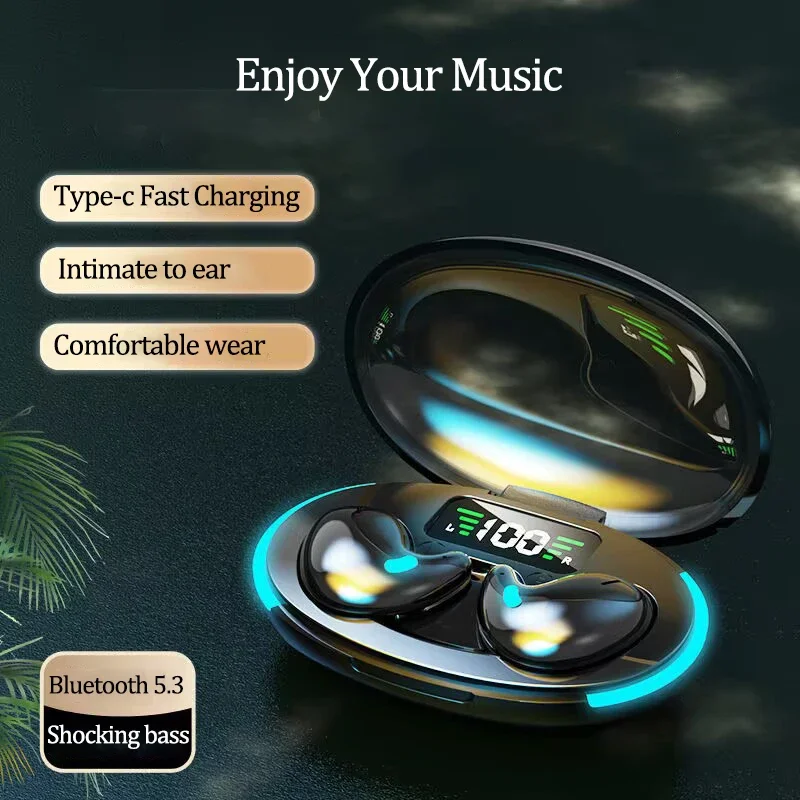 Auricolari invisibili per il sonno Premere chiave Cuffie Auricolari Bluetooth wireless Cuffie con riduzione del rumore Auricolari per giochi musicali HiFi