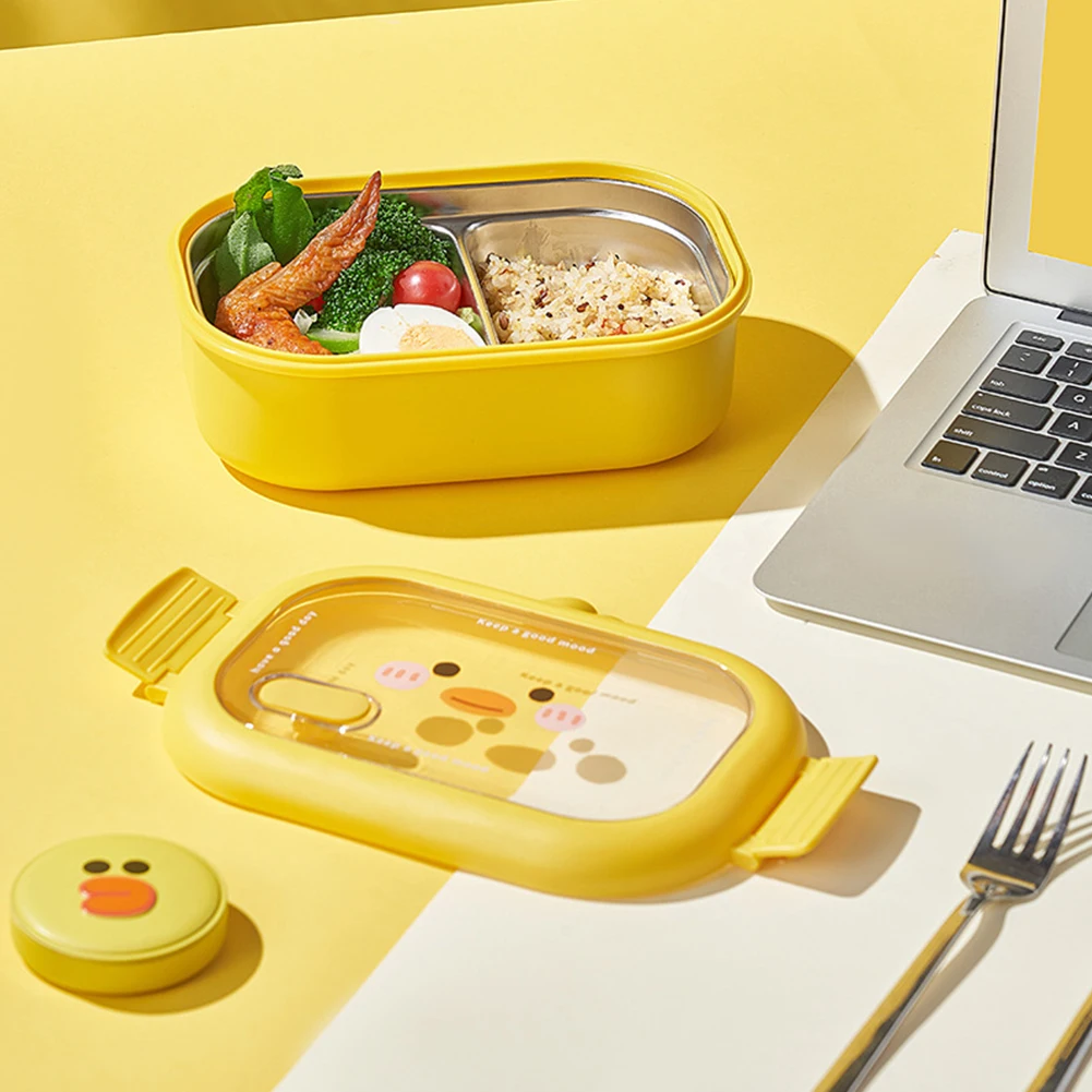 Stainless Steel Lunch Box Kids School Kawaii Bento Box Portable Sealed Food Storage Container for Primary Student/Office Worker