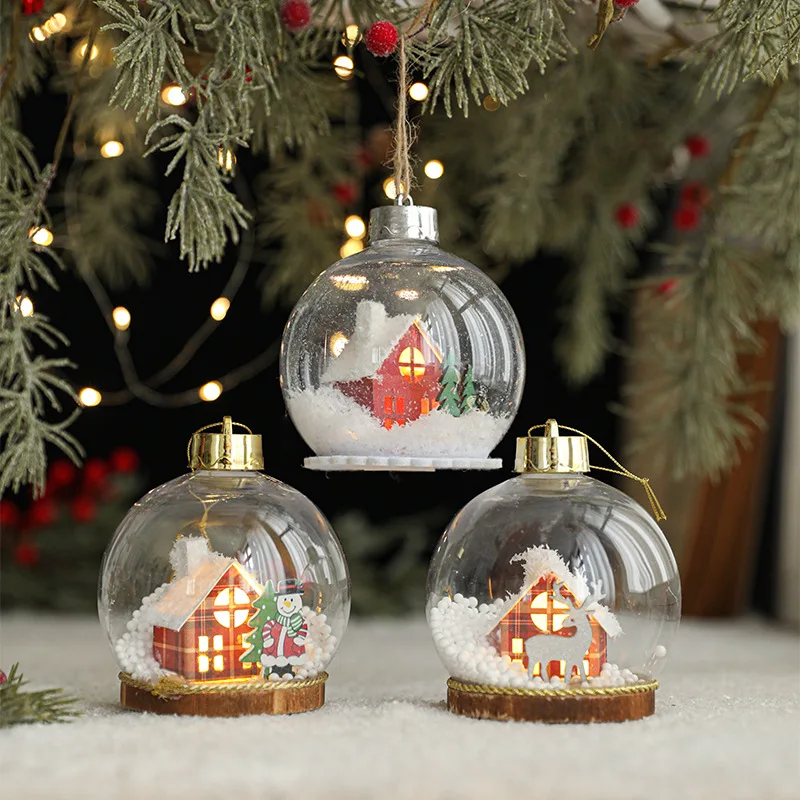 Snowman snowy landscape Christmas tree Christmas reindeer Snowball ornaments Christmas Home Decorations