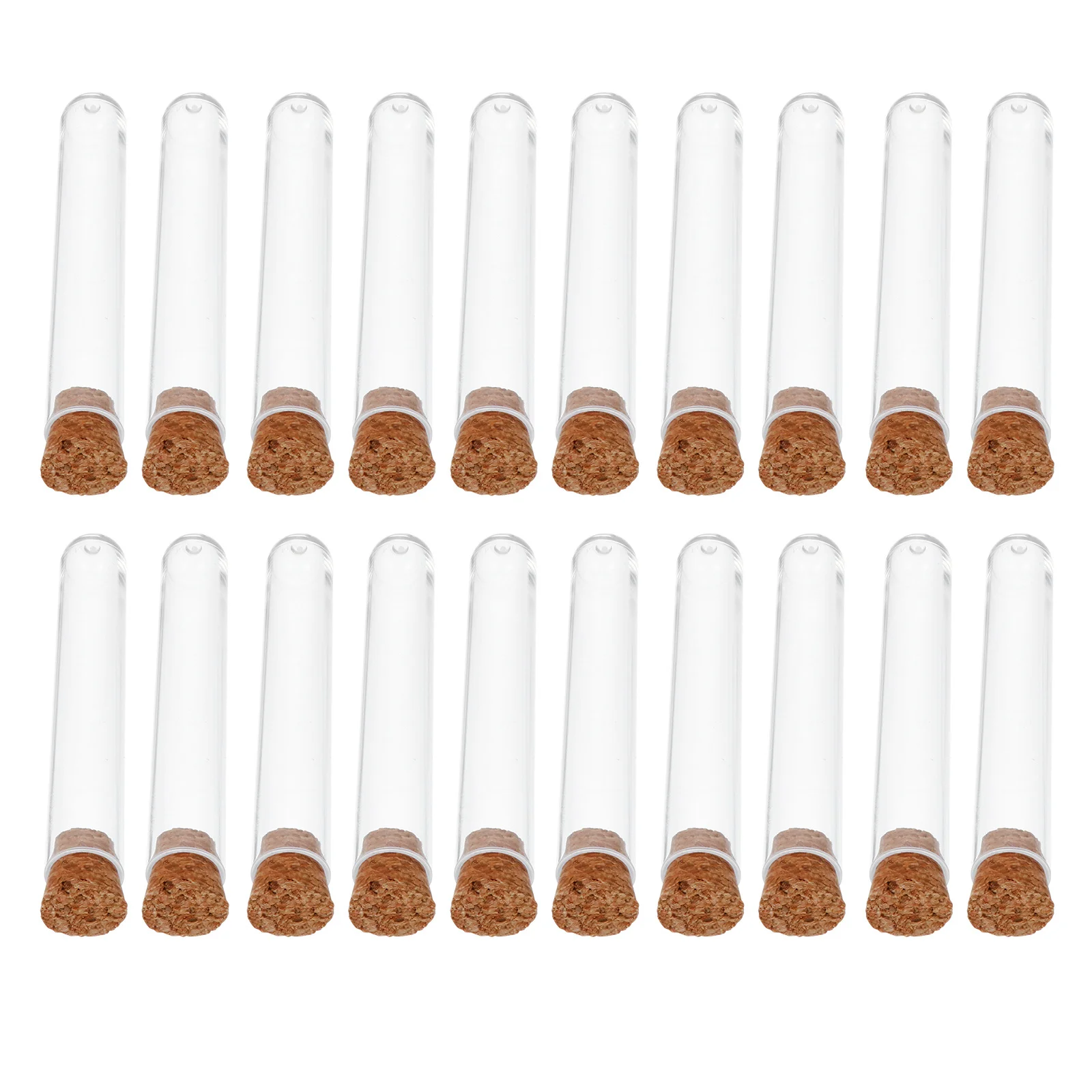 35Pcs Test Tubes Plastic Tubes with Cork Stoppers Transparent Liquid Storage Containers for Scientific Experiments School
