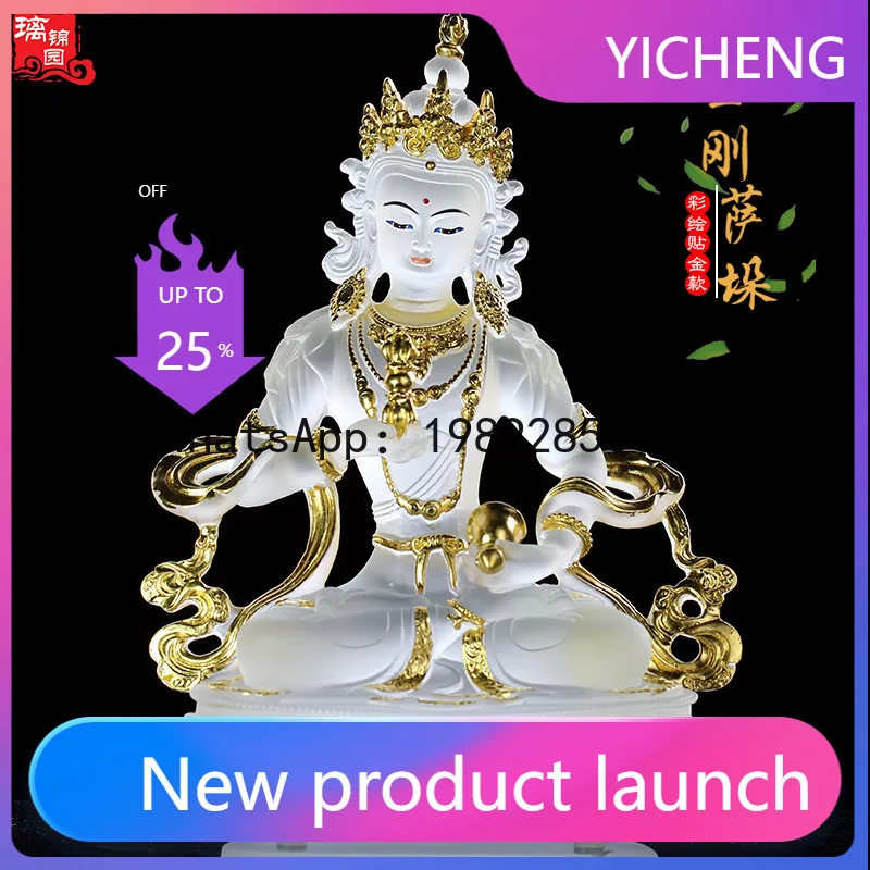 

LYY Lapis LazuliVajrasattva Buddha Statue with Color Painting and Gold Inlay for Temple, Home Worship, and Home Decorative Craft