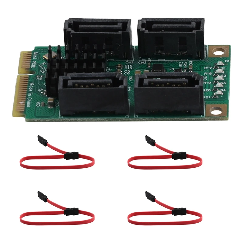 Top-Expansion Adapter PCIE To SATA Expansion Card Full Height MPCI-E To Quad SATA HDD Interface Adapter Card For Synology