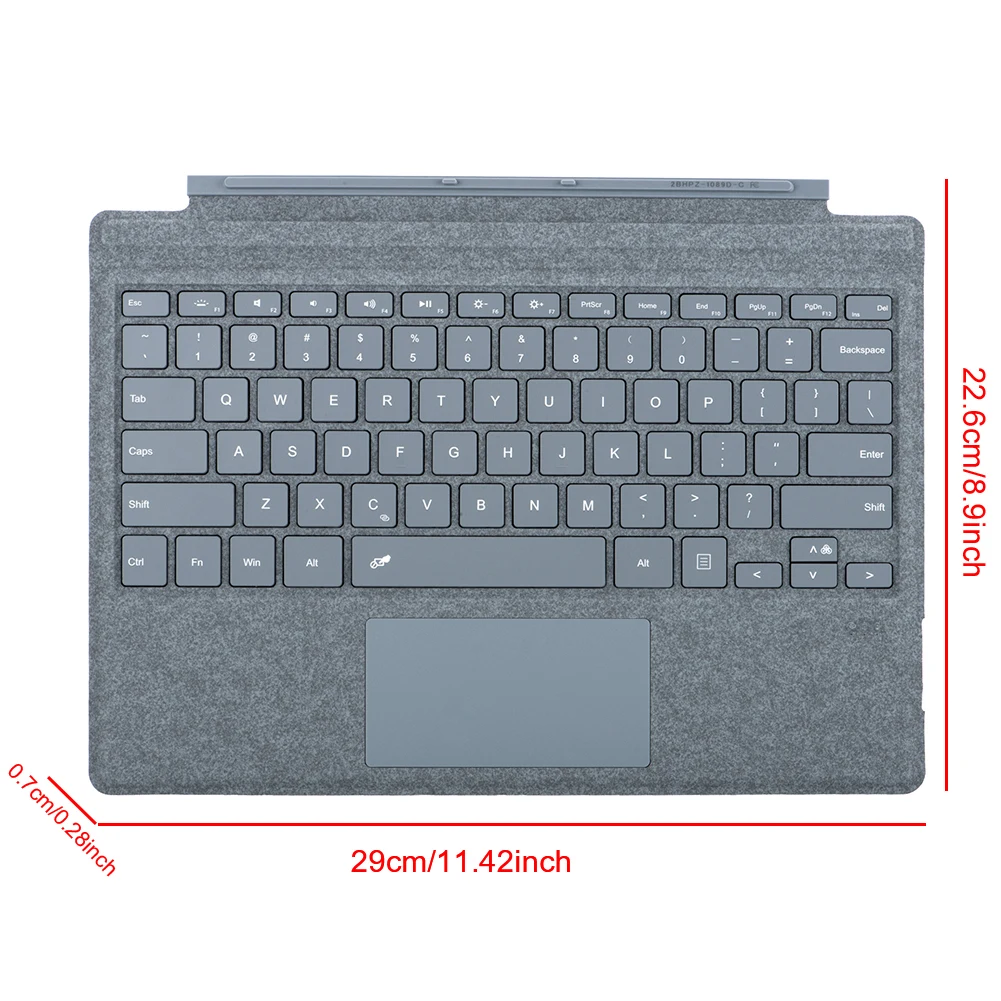 Teclado sem fio portátil para microsoft surface pro 3/4/5/6/7/7 plus bt tipo-c 7 cores backlight 78 teclas touchpad teclado