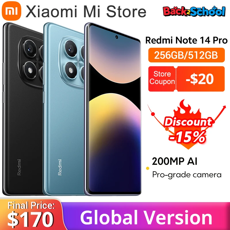Versão global xiaomi redmi note 14 pro smartphone 200mp ai câmera nfc helio G100-Ultra 6.67 "tela amoled 5500mah bateria