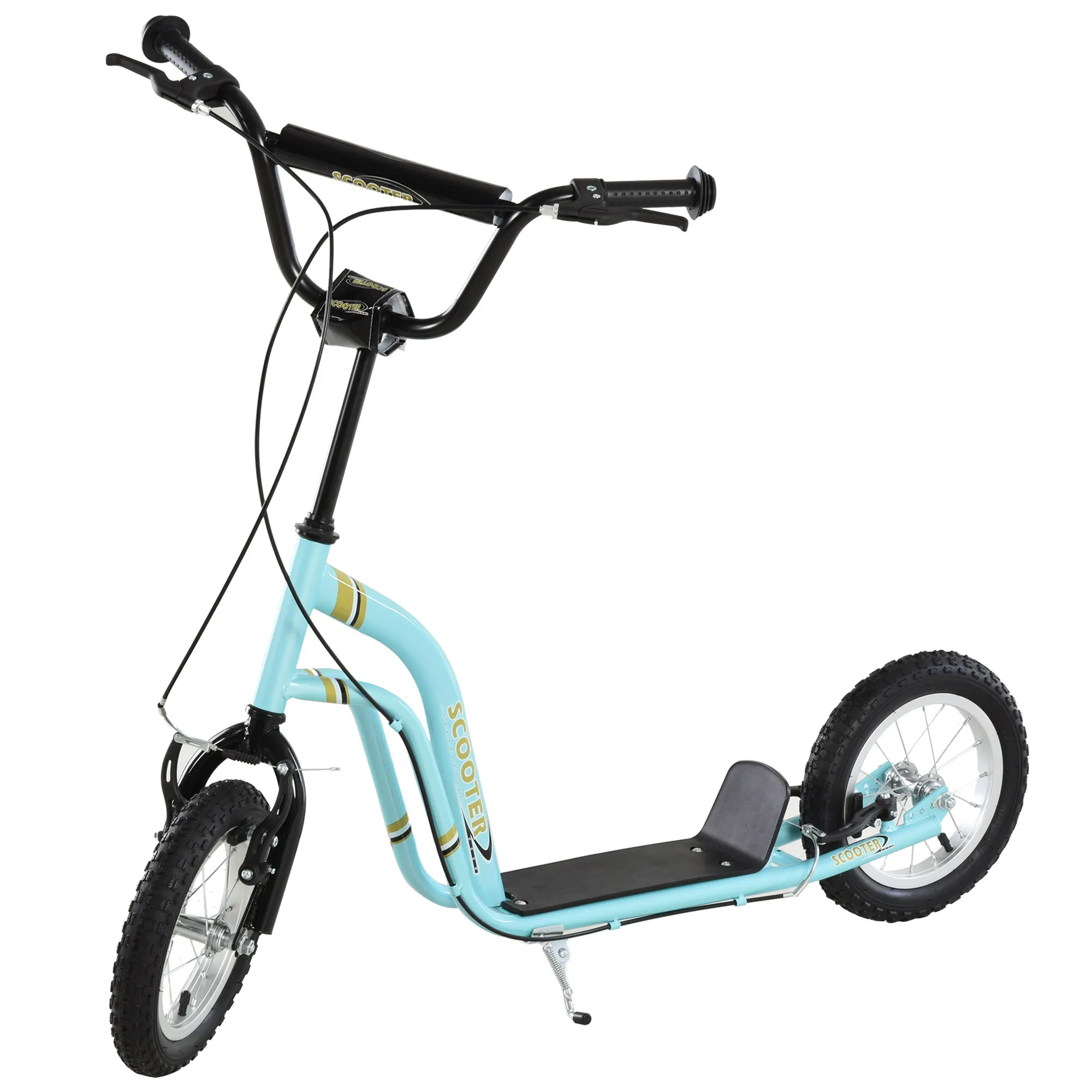 HOMCOM kinderscooter, grote luchtbanden 12 inch rubber, draagvermogen 100 kg, all-terrain scooter met dubbele