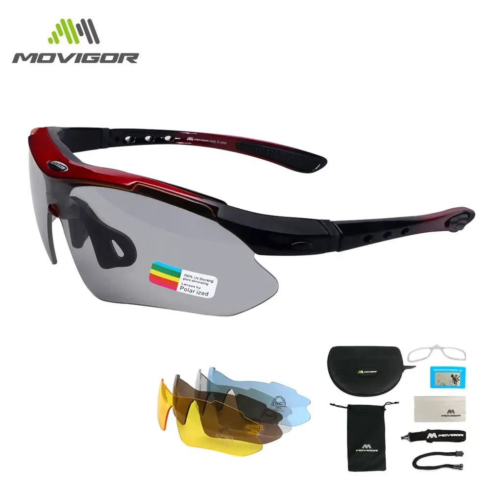 

MOVIGOR 5 Lens Polarized Cycling Glasses Sports Men Sunglasses Road Bicycle Goggles Mountain Bike Riding Protection Eyewear set