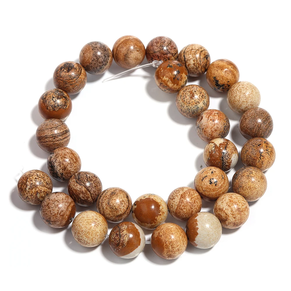 Natural Picture Jasper Round Beads for DIY Jewellery Making
