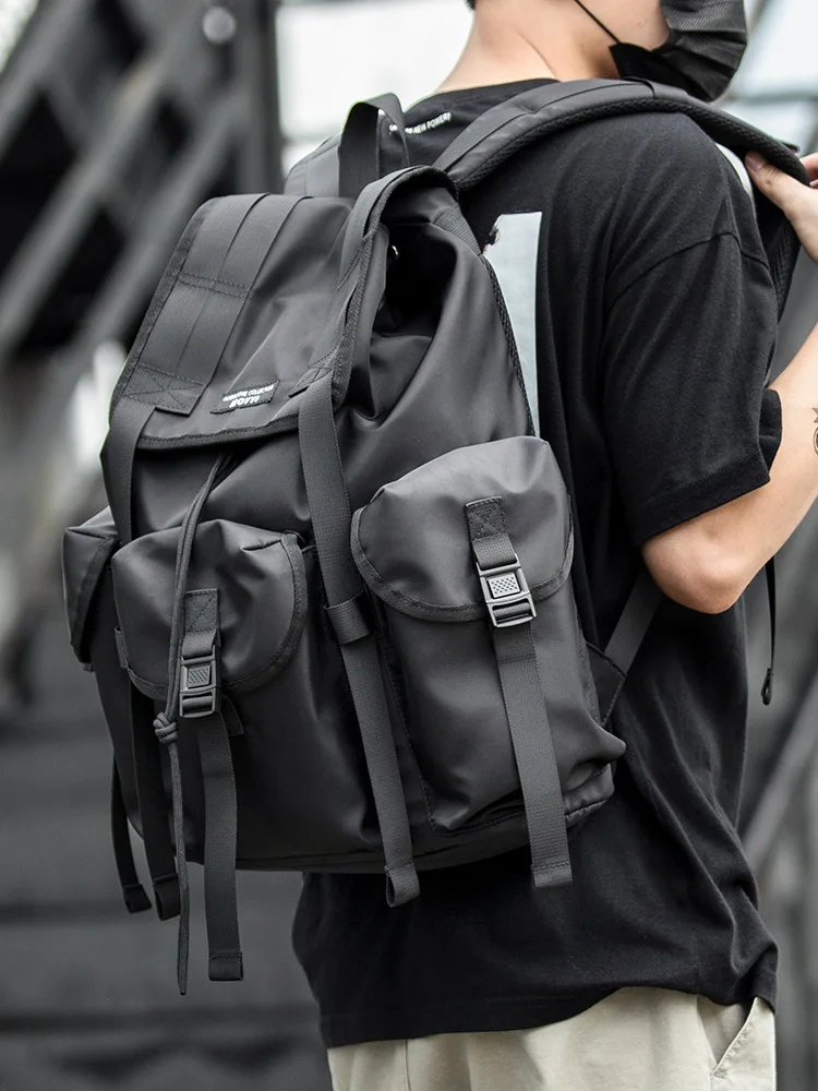 Streetwear Black Men Backpack Large Capacity School Laptop Men‘s Backpack Outdoor Travel Sport Hiking Backpacks for Men