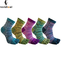 Colorful 5 Finger Socks Business Man Cotton Striped Young Casual Fashion Sweat-Absorbing Happy Funny Party Dress Toe Short Socks