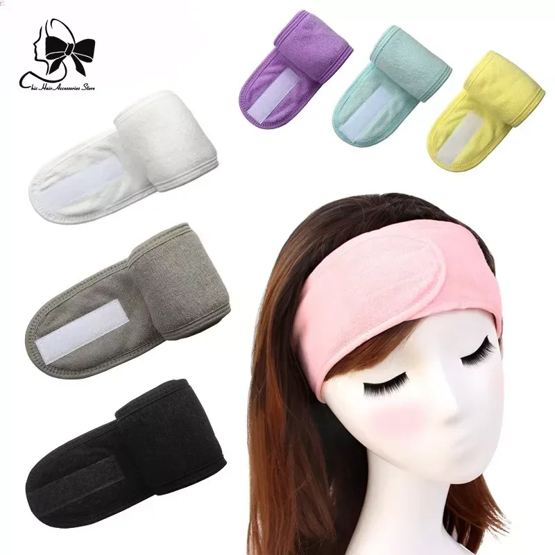 New Pink Soft Toweling  Girls Hair Headbands for Face Washing Bath Makeup Hair Band for Women Adjustable SPA Facial Headband