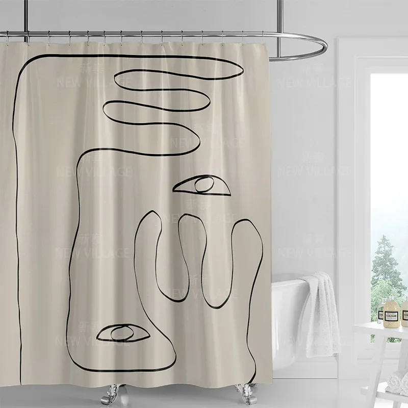 Abstract geometric graffiti shower curtain Nordic minimal wind waterproof fabric bathroom curtain shower curtain 180x200