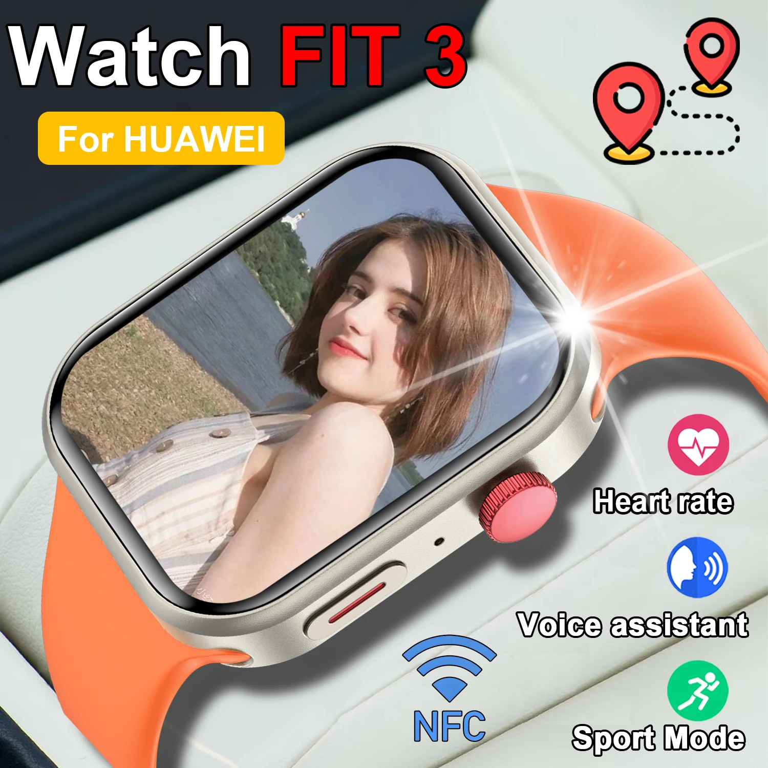 

WATCH FIT 3 Smart Watch Men 2.04-inch Sport Smart Watch GPS NFC Heart rate Bluetooth call GPT AI Heart rate Women Health Watches