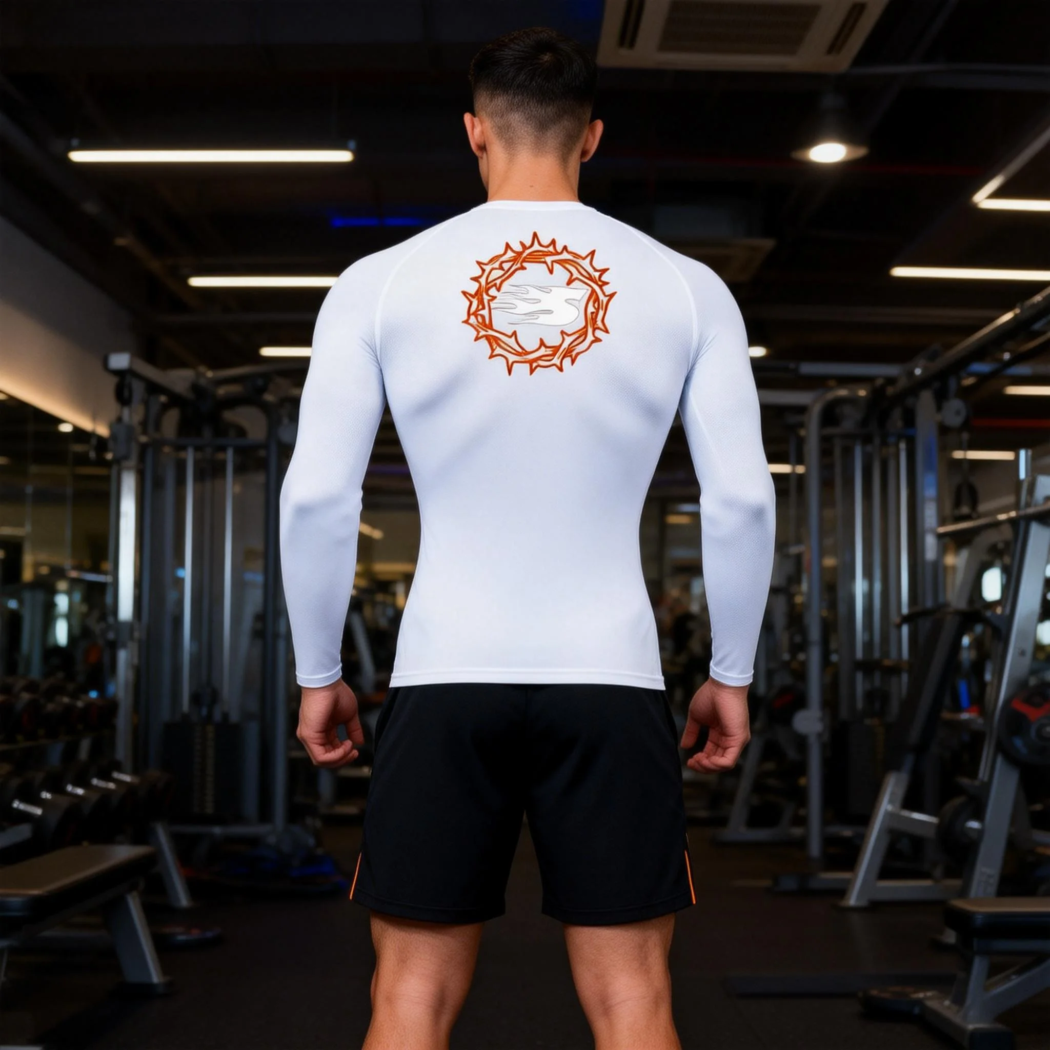 Minimalist Casual Breathable Compression Fitness Tight Fitting Long Sleeved  Training Jogging Shirt Gym Sportswear Quick Drying