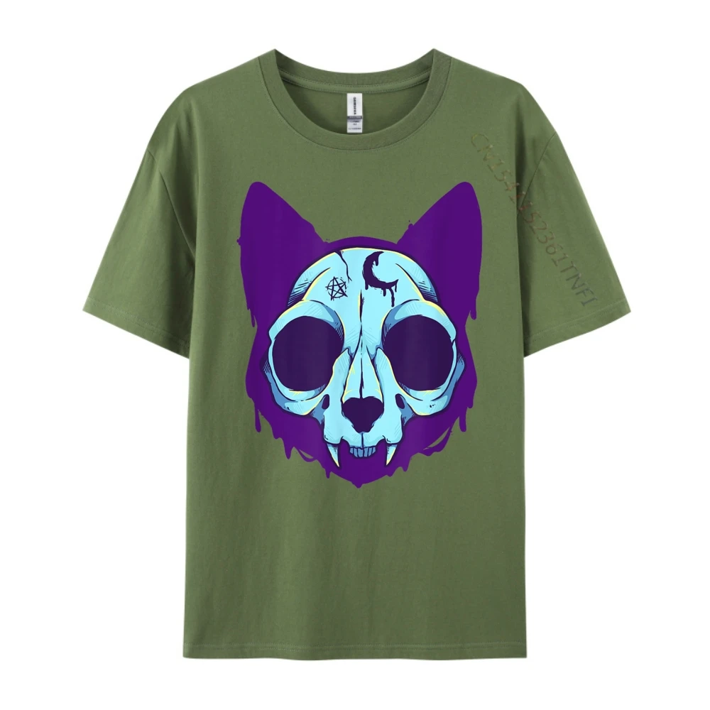 Cat Skull Pastel Goth Cat Skeleton Lover Pet Owner Halloween Designer T Shirt Men T Shirt Men Camisetas Hombre Classic